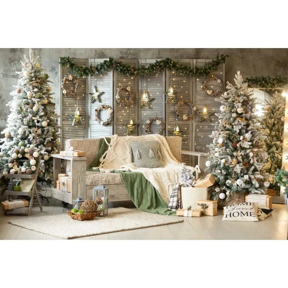 Christmas Tree Backdrop Xmas Fireplace Window Santa Claus Gifts Brick Wall Winter Adult Family Party Baby Photography Background EnjoyingLeb Online