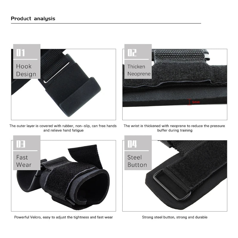 Weight Lifting Hooks with Wrist Straps EnjoyingLeb Online