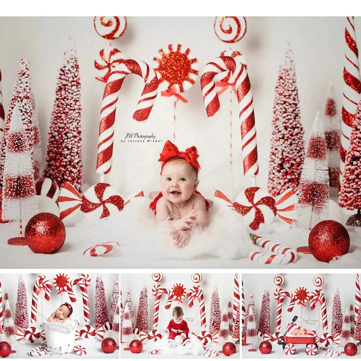 Christmas Red Candy Background For Photography Baby Xmas Tree Newborn Photo Backdrop Winter Girl Kid Birthday Party Decor Studio EnjoyingLeb Online