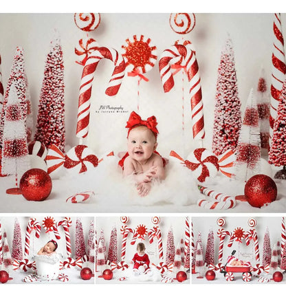 Christmas Red Candy Background For Photography Baby Xmas Tree Newborn Photo Backdrop Winter Girl Kid Birthday Party Decor Studio EnjoyingLeb Online