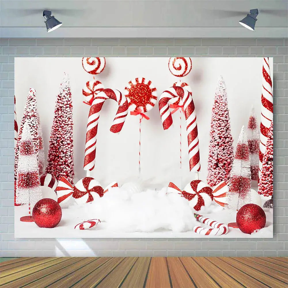 Christmas Red Candy Background For Photography Baby Xmas Tree Newborn Photo Backdrop Winter Girl Kid Birthday Party Decor Studio EnjoyingLeb Online