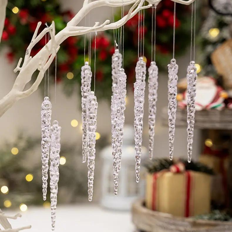 Simulação de Natal Icicles acrílicos, ornamento de Natal, gelo falso para festa de inverno, decoração de ano novo, 15cm, 6pcs EnjoyingLeb Online