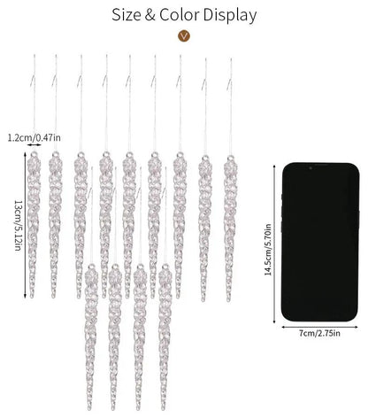 Simulação de Natal Icicles acrílicos, ornamento de Natal, gelo falso para festa de inverno, decoração de ano novo, 15cm, 6pcs EnjoyingLeb Online