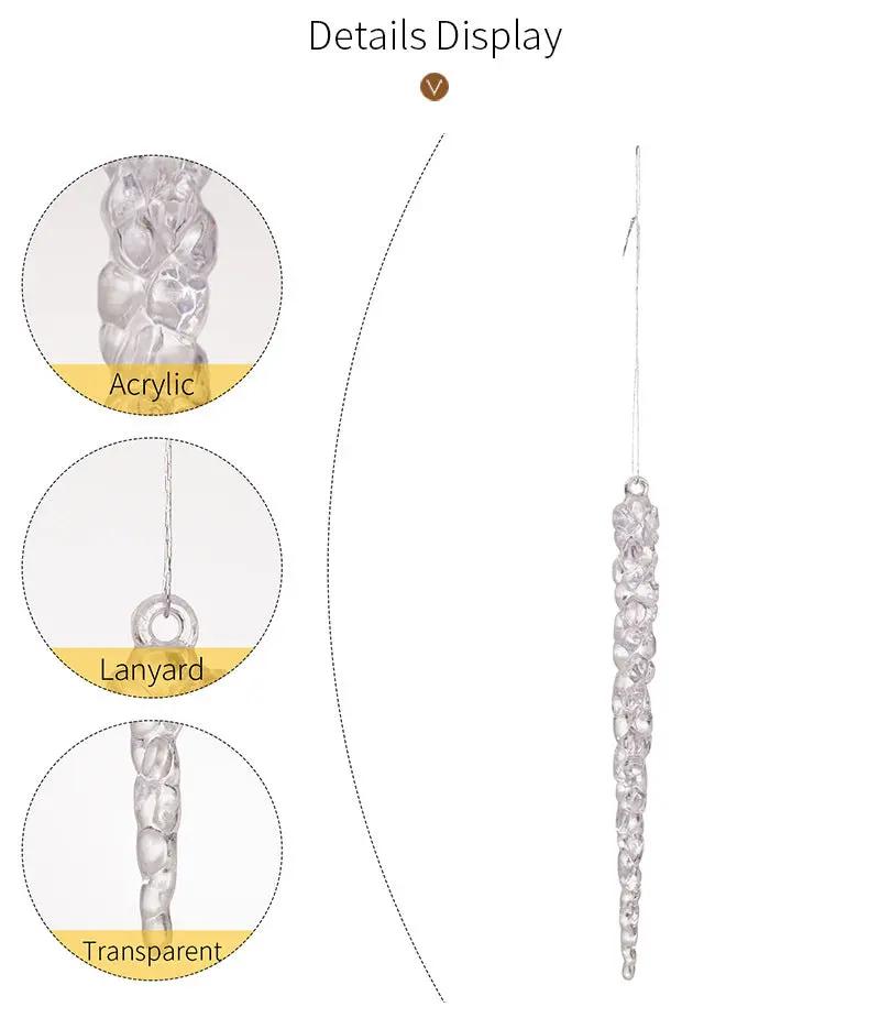 Simulação de Natal Icicles acrílicos, ornamento de Natal, gelo falso para festa de inverno, decoração de ano novo, 15cm, 6pcs EnjoyingLeb Online
