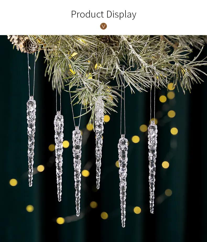 Simulação de Natal Icicles acrílicos, ornamento de Natal, gelo falso para festa de inverno, decoração de ano novo, 15cm, 6pcs EnjoyingLeb Online