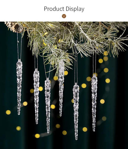 Simulação de Natal Icicles acrílicos, ornamento de Natal, gelo falso para festa de inverno, decoração de ano novo, 15cm, 6pcs EnjoyingLeb Online