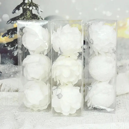 8cm White Christmas Ball Christmas Tree Ornament Xmas Decorations for Home 2023 New Year Tree Decorative Foam Balls 3Pcs/Box EnjoyingLeb Online