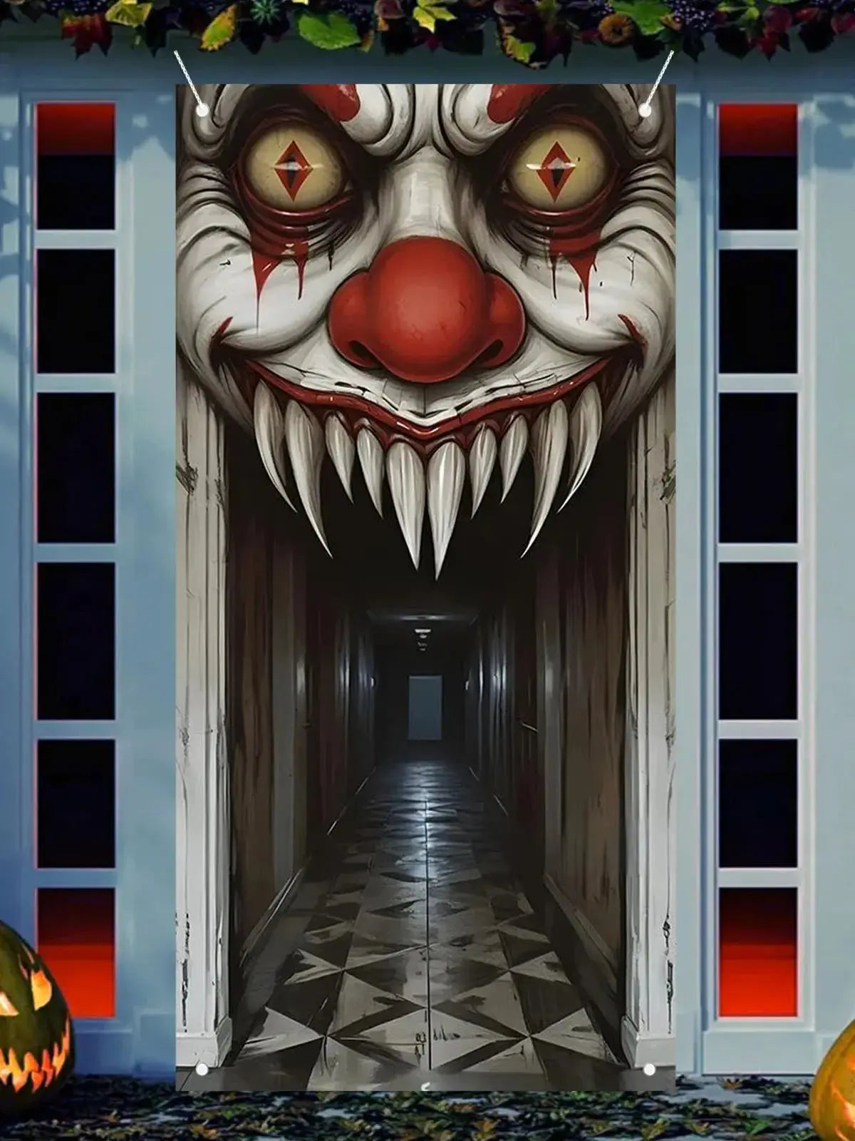 Halloween Decorations Door Cover,Spooky Witch and Zombie Theme Wall Decor,Indoor Outdoor Haunted House Themed Decoration 2D Scen EnjoyingLeb Online