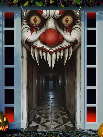 Halloween Decorations Door Cover,Spooky Witch and Zombie Theme Wall Decor,Indoor Outdoor Haunted House Themed Decoration 2D Scen EnjoyingLeb Online