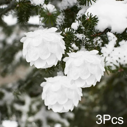 8cm White Christmas Ball Christmas Tree Ornament Xmas Decorations for Home 2023 New Year Tree Decorative Foam Balls 3Pcs/Box EnjoyingLeb Online