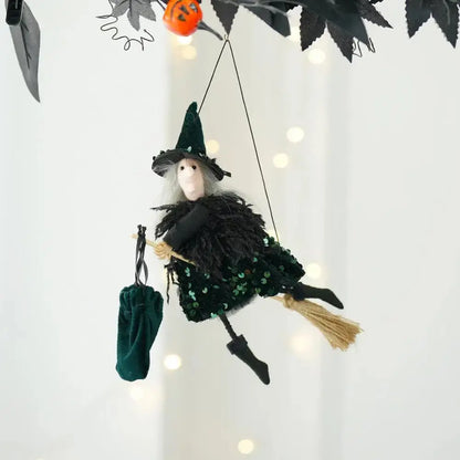 Halloween Witch Decor Spooky Halloween Hanging Witch Decor Set for Garden Yard Haunted House Flying Witch Doll for Halloween EnjoyingLeb Online