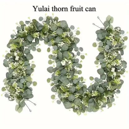 1pcs 2pcs Green artificial eucalyptus and willow garlands, 70inch long artificial plant vines with delicate white flowers EnjoyingLeb Online
