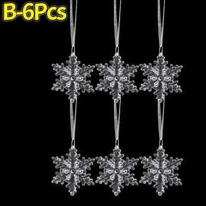 Crystal Clear Snowflake Pendants Transparent Christmas Tree Hanging Ornaments Icicle Holiday Winter Party Decorations Wholesale EnjoyingLeb Online