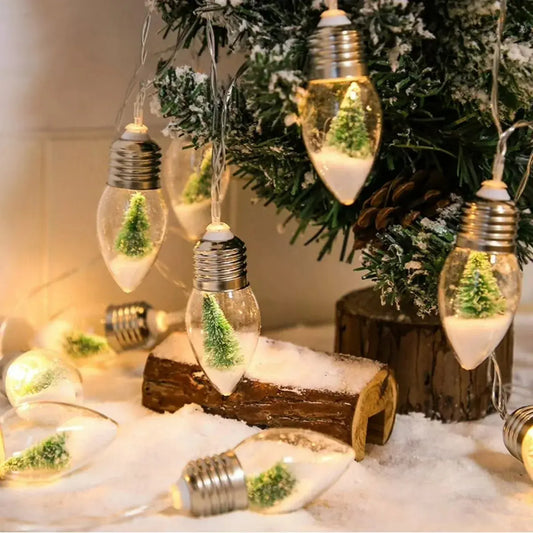 1pc 10/20LED Lights Christmas Tree Pine Needles Snowflake Decoration Wishing Bottle Light String For Home Room Layout Xmas Decor EnjoyingLeb Online