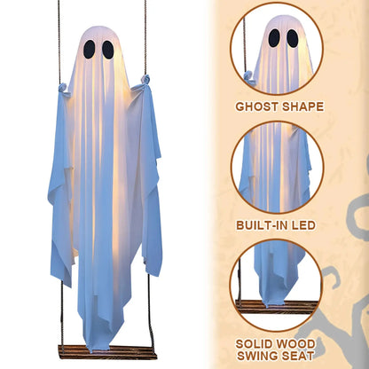 Halloween Hanging Outdoor Halloween Decorations W/ String Lights Ghosts Decorations Scary Ghost Decor for Porch Yard Trees EnjoyingLeb Online