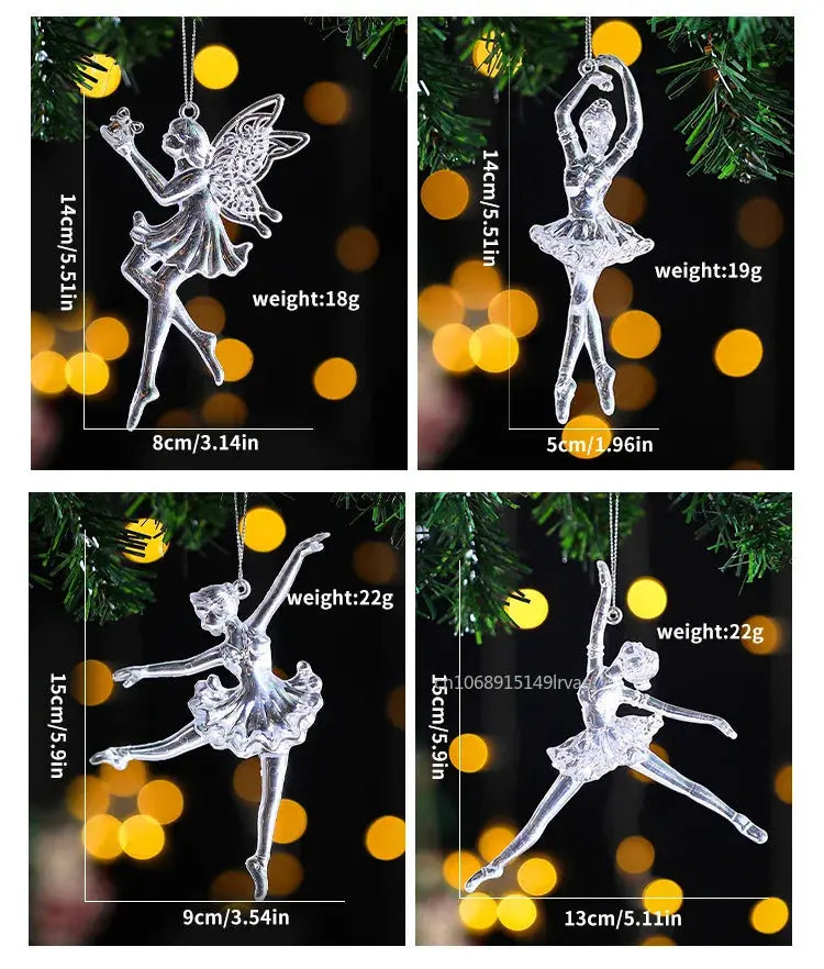 2PCS/Set Christmas Decor Crystal Acrylic Ornaments Deer Angel Xmas Tree Unicorn Hanging Pendants Navidad 2025 New Year Gift EnjoyingLeb Online