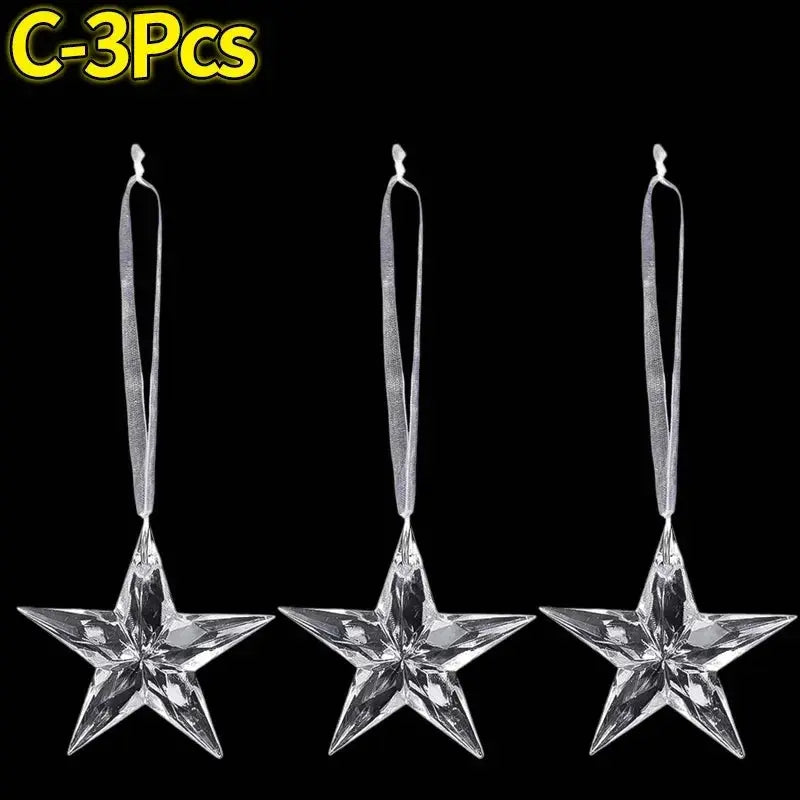 Crystal Clear Snowflake Pendants Transparent Christmas Tree Hanging Ornaments Icicle Holiday Winter Party Decorations Wholesale EnjoyingLeb Online
