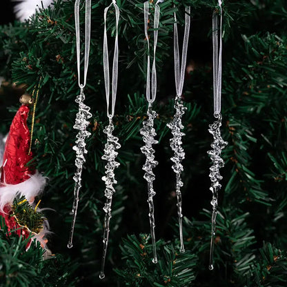 5Pcs Simulated Acrylic Icicle Ornaments Realistic Frosted Ice Shape Xmas Tree Winter Party Hanging Decor DIY Craft Pendant EnjoyingLeb Online