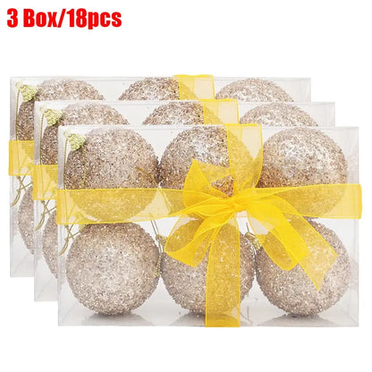 6cm Champagne Gold Glitter Christmas Balls DIY Xmas Tree Hanging Sparkling Ball Pendants for New Year Party Decor Ornaments EnjoyingLeb Online