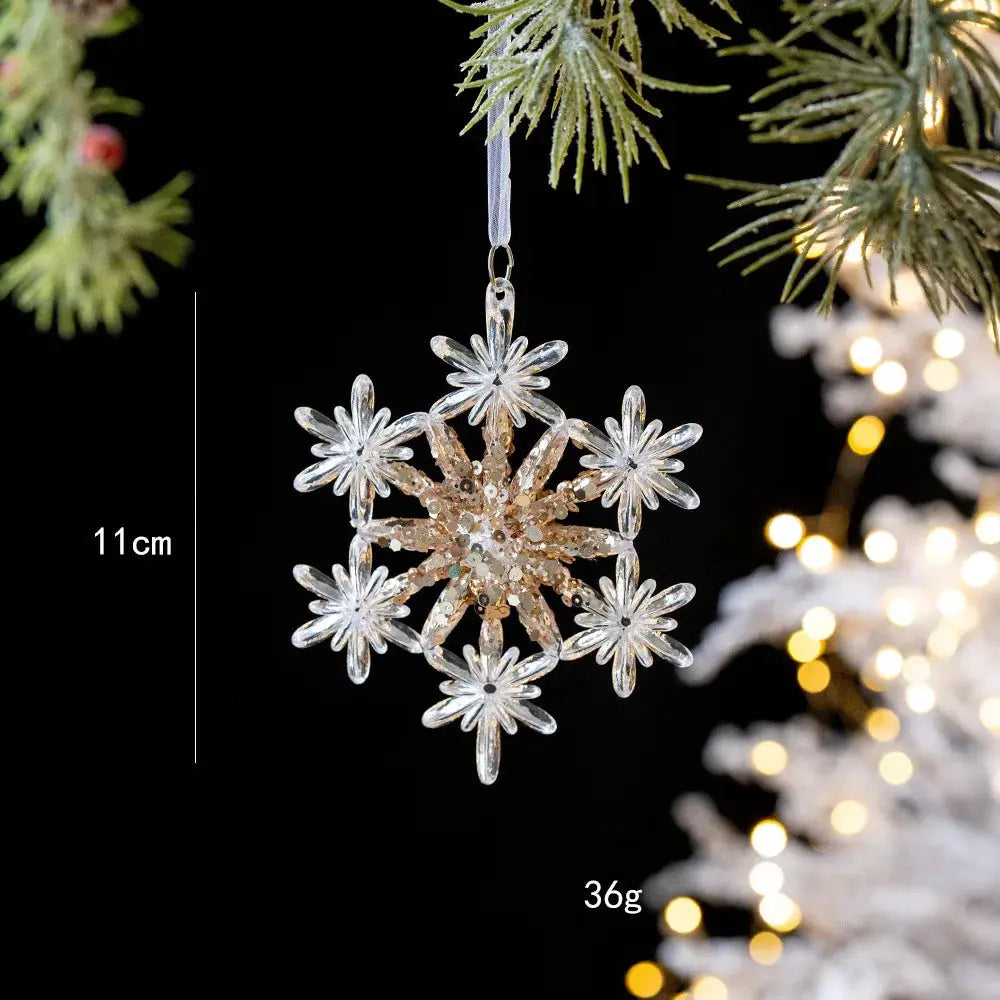 2pcs Xmas Tree Transparent Snowflake Hanging Ornaments Acrylic Pendant 2025 Christmas Decoration for HomeGifts New Year 2025 EnjoyingLeb Online