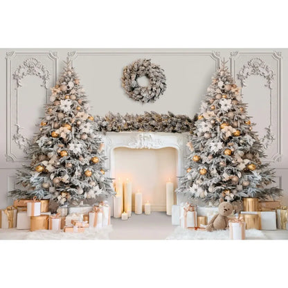 Christmas Tree Backdrop Xmas Fireplace Window Santa Claus Gifts Brick Wall Winter Adult Family Party Baby Photography Background EnjoyingLeb Online