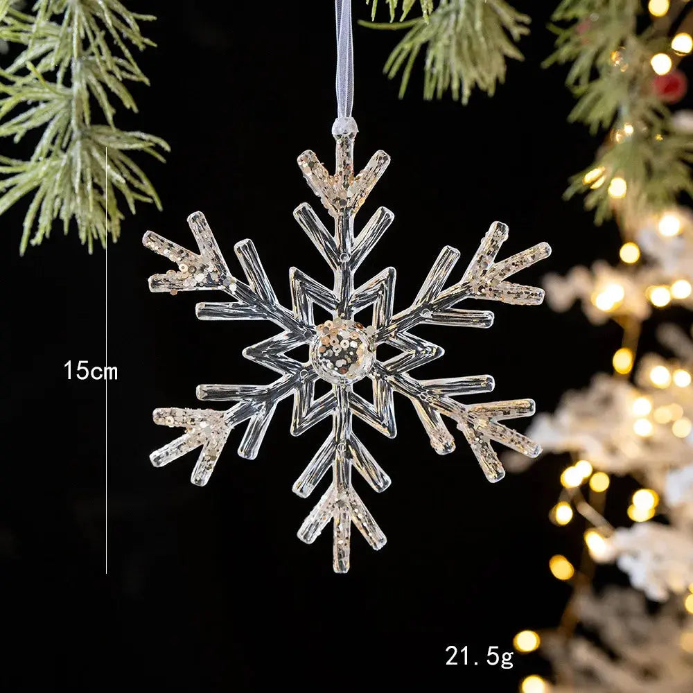 2pcs Xmas Tree Transparent Snowflake Hanging Ornaments Acrylic Pendant 2025 Christmas Decoration for HomeGifts New Year 2025 EnjoyingLeb Online