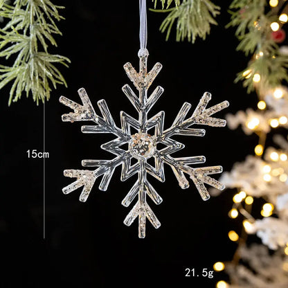 2pcs Xmas Tree Transparent Snowflake Hanging Ornaments Acrylic Pendant 2025 Christmas Decoration for HomeGifts New Year 2025 EnjoyingLeb Online
