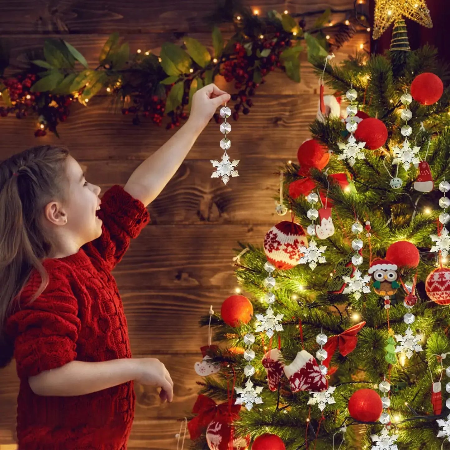 10/20/30 Pcs Snowflake Crystal Christmas Ornaments for Christmas Tree Decorations, Hanging Clear Acrylic Snowflake Ornaments EnjoyingLeb Online