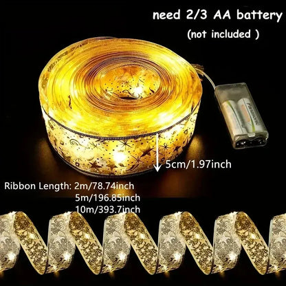 Indoor String Lights Battery Operated Christmas Ribbon with Lights Christmas Tree Accessories Decoration for Christmas New Year EnjoyingLeb Online