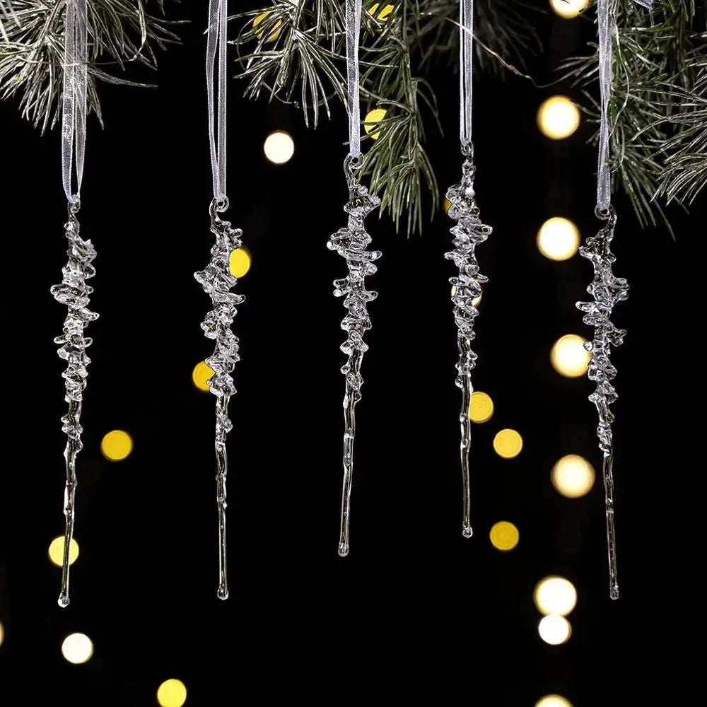 5Pcs Simulated Acrylic Icicle Ornaments Realistic Frosted Ice Shape Xmas Tree Winter Party Hanging Decor DIY Craft Pendant EnjoyingLeb Online