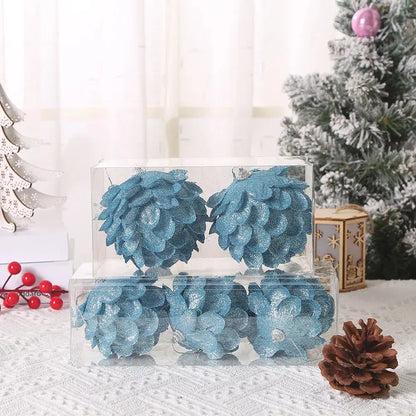 8/10CM Christmas Tree Hanging Glitter Balls Petal Shape Pine Cones Ball Pendant for Home Navidad Party Decorations New Year 2023 EnjoyingLeb Online