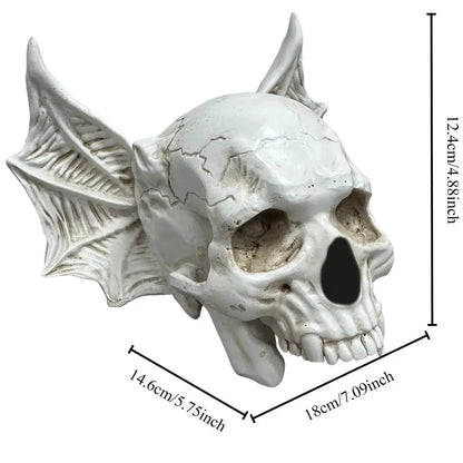 ‌Halloween Bat Skull Decor Spooky Gothic Home Decoration Unique Resin Handmade Craft Creepy Party Supplies Scary Shelf Display EnjoyingLeb Online