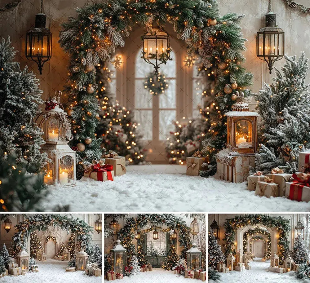 Mehofond Photography Background Winter Christmas Forest Glitter Arch Door Xmas Kids Family Portrait Decor Backdrop Photo Studio EnjoyingLeb Online
