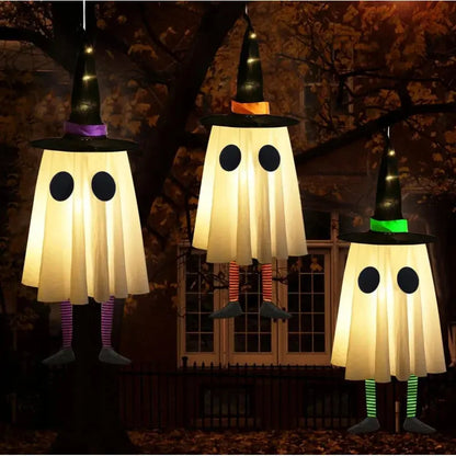 Halloween Hanging Ghost Decorations, Outdoor Halloween Witches Hat Lights, Glowing Ghosts for Garden Trees, Yard Halloween Decor EnjoyingLeb Online