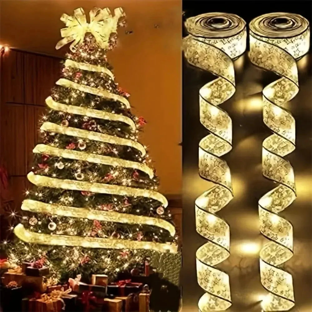 Indoor String Lights Battery Operated Christmas Ribbon with Lights Christmas Tree Accessories Decoration for Christmas New Year EnjoyingLeb Online