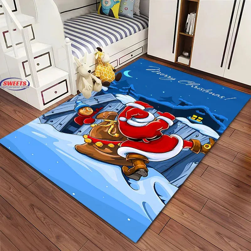 Christmas and Funny Santa Claus Cartoon Carpet, Living Room Bedroom Home Doormat Rug Kitchen Kids Bedroom Mat Christmas Presents EnjoyingLeb Online