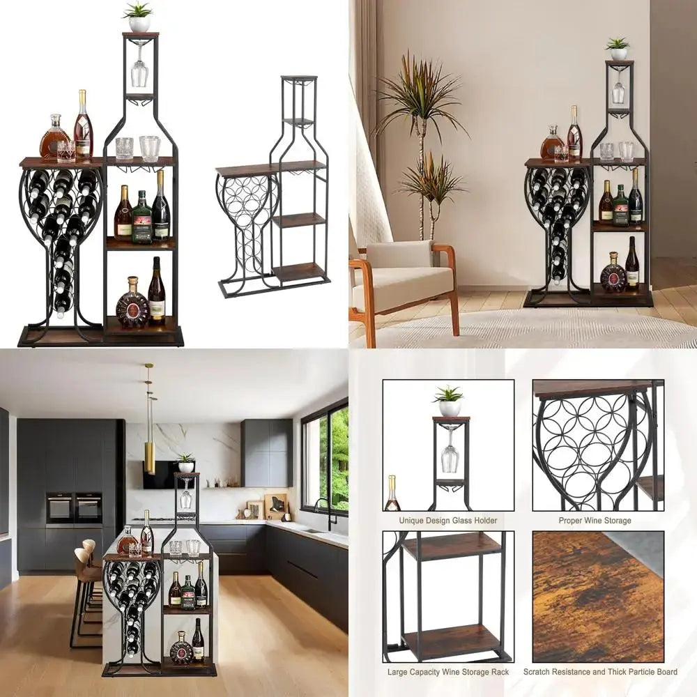Freestanding 5-Tier Wooden Wine Rack for 11 Bottles - Modern Storage Cabinet for Home, Bar, Kitchen, Dining Room, and Spa EnjoyingLeb Online