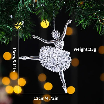 2PCS/Set Christmas Decor Crystal Acrylic Ornaments Deer Angel Xmas Tree Unicorn Hanging Pendants Navidad 2025 New Year Gift EnjoyingLeb Online