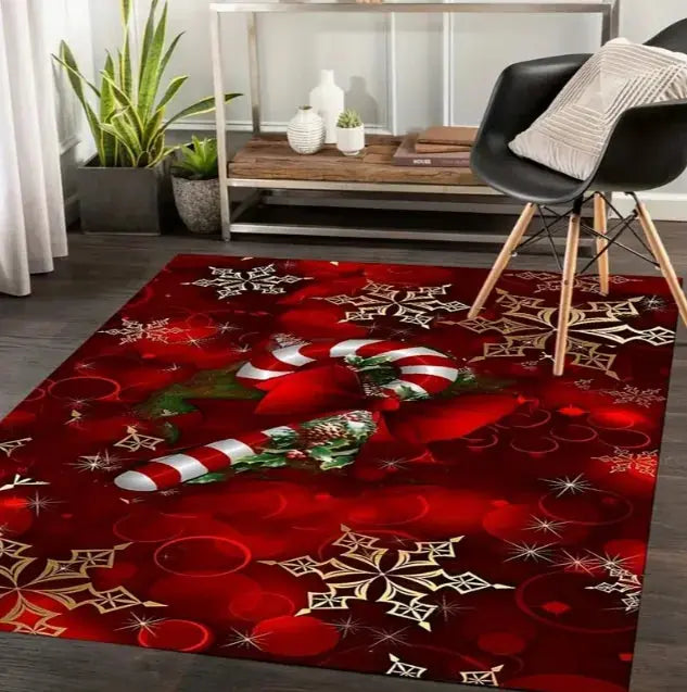 Christmas Carpet Red and White Snowflake Santa Claus Bottom for Living Room Bedroom Kitchen Floor Christmas Party Decoration EnjoyingLeb Online