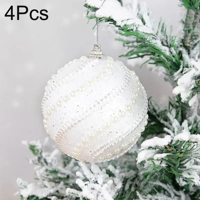 8cm White Christmas Ball Christmas Tree Ornament Xmas Decorations for Home 2023 New Year Tree Decorative Foam Balls 3Pcs/Box EnjoyingLeb Online