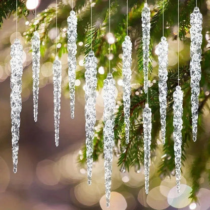10 Pcs Acrylic Hanging Ornaments Clear Christmas Tree Icicles Pendant Decorative for Christmas Holiday Wedding Party Decorations EnjoyingLeb Online