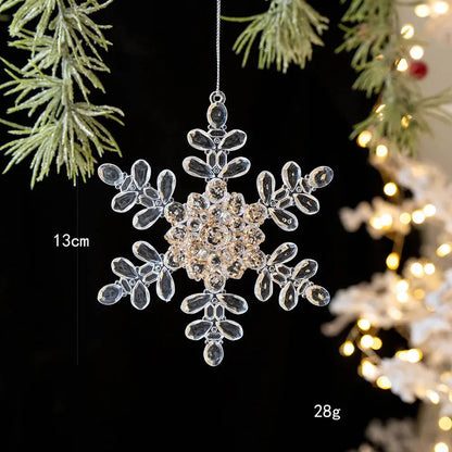 2pcs Xmas Tree Transparent Snowflake Hanging Ornaments Acrylic Pendant 2025 Christmas Decoration for HomeGifts New Year 2025 EnjoyingLeb Online