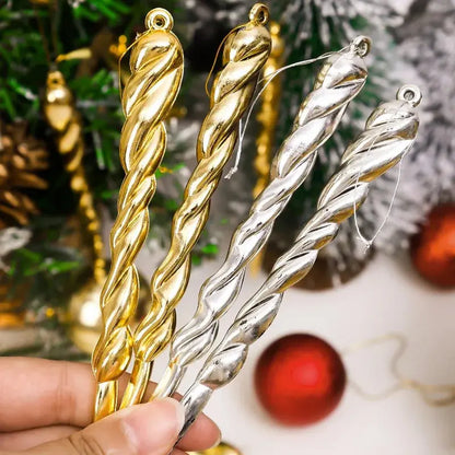12/24pcs Simulation Ice Icicles Christmas Tree Pendant Gold Decoration Plastic Hanging Icicle DIY Home New Year Party Decoration EnjoyingLeb Online