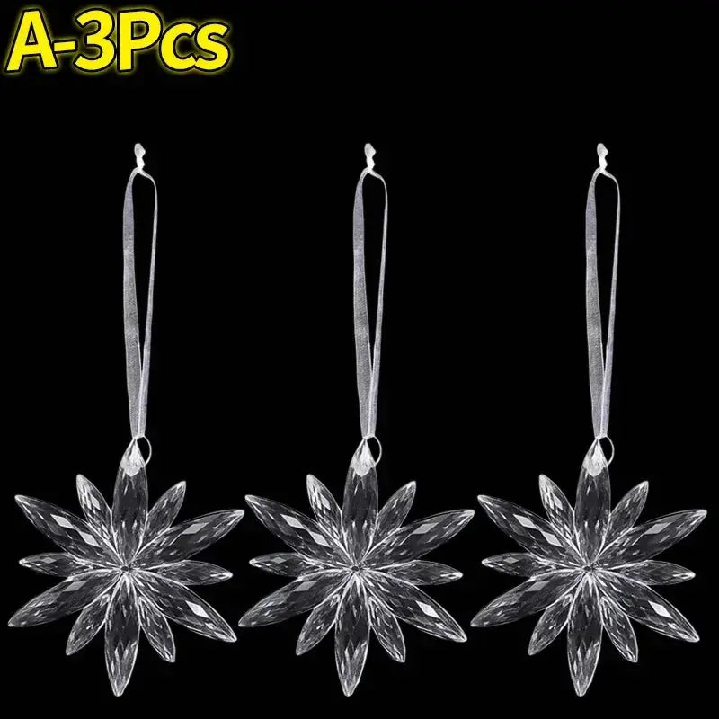 Crystal Clear Snowflake Pendants Transparent Christmas Tree Hanging Ornaments Icicle Holiday Winter Party Decorations Wholesale EnjoyingLeb Online