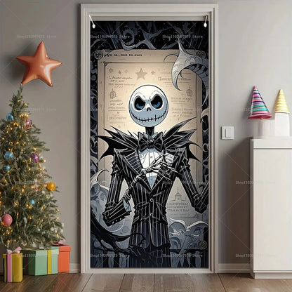 Halloween The Nightmare Before Christmas Decor Door Banner Photography Backdrop Indoor Outdoor Porch Background Party Supplies EnjoyingLeb Online