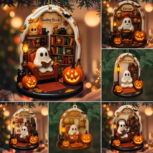 Cute Halloween Decorations Warm Halloween Ornaments Spooky Halloween Ghost Ornaments for Indoor Home Decor Acrylic for Reading EnjoyingLeb Online