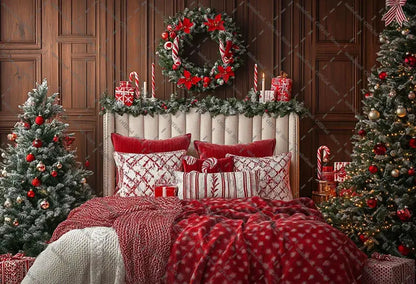 Mehofond Photography Background Christmas Red Panel Wall Headboard Xmas Tree Kids Family Portrait Decor Backdrop Photo Studio EnjoyingLeb Online