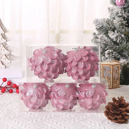 8/10CM Christmas Tree Hanging Glitter Balls Petal Shape Pine Cones Ball Pendant for Home Navidad Party Decorations New Year 2023 EnjoyingLeb Online