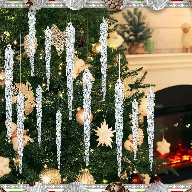 10 Pcs Acrylic Hanging Ornaments Clear Christmas Tree Icicles Pendant Decorative for Christmas Holiday Wedding Party Decorations EnjoyingLeb Online