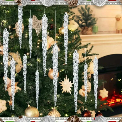 10 Pcs Acrylic Hanging Ornaments Clear Christmas Tree Icicles Pendant Decorative for Christmas Holiday Wedding Party Decorations EnjoyingLeb Online